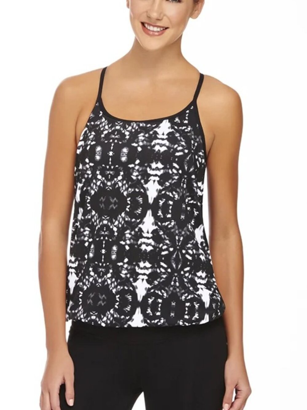 C114 Fabletics White and Black Sleeveless Tank Top